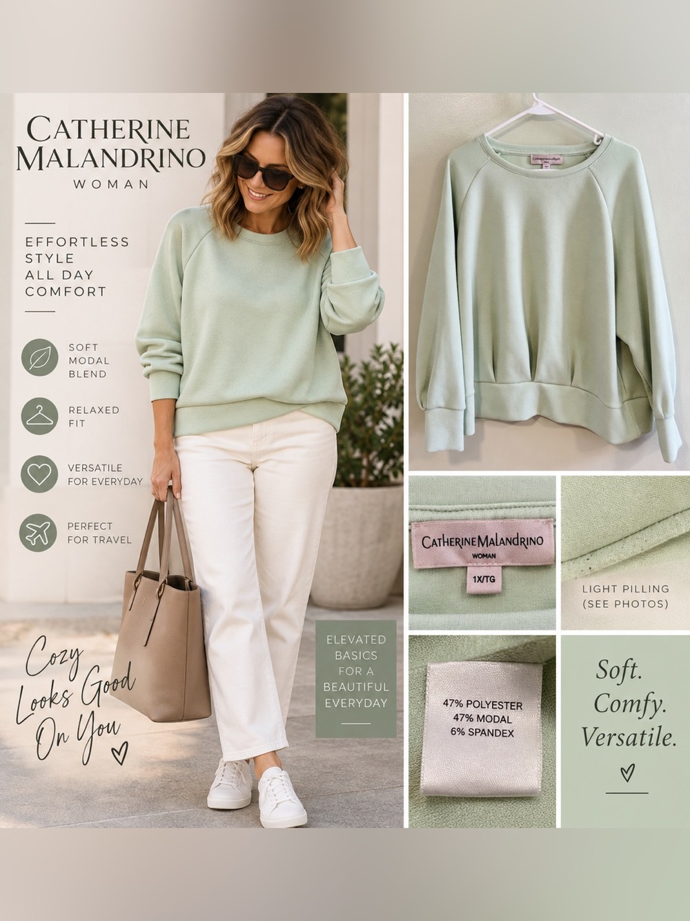 Catherine Malandrino Mint Green Crewneck Sweatshirt